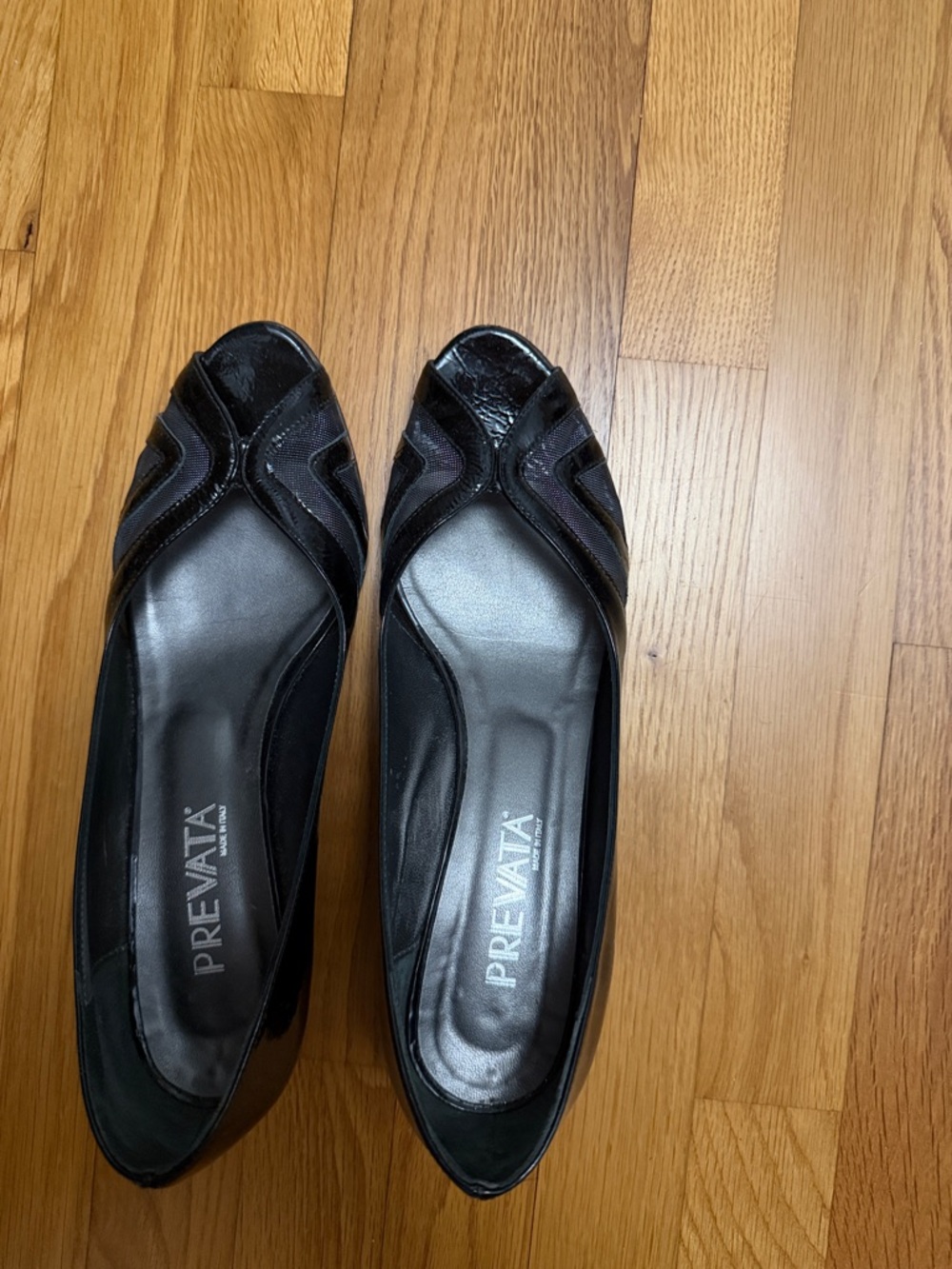 Prevata Black Women's Pointed Toe Flats with Decorative Stitching